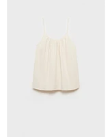 Mango Women's Plain Cotton Spaghetti Strap Pajama Top