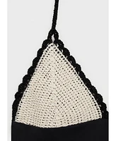 Mango Women's Combined Fabric Crochet Applique Swimsuit