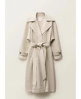 Mango Women's Pronounced Lapels Linen Trench Coat