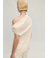 Mango Women's Asymmetrical Collar Cotton Blouse