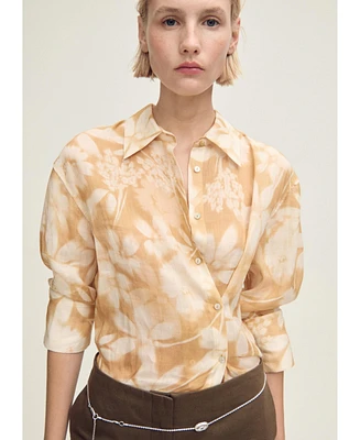 Mango Women's Multi-Position Closure Floral Shirt