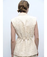 Mango Women's Belt Texture Vest