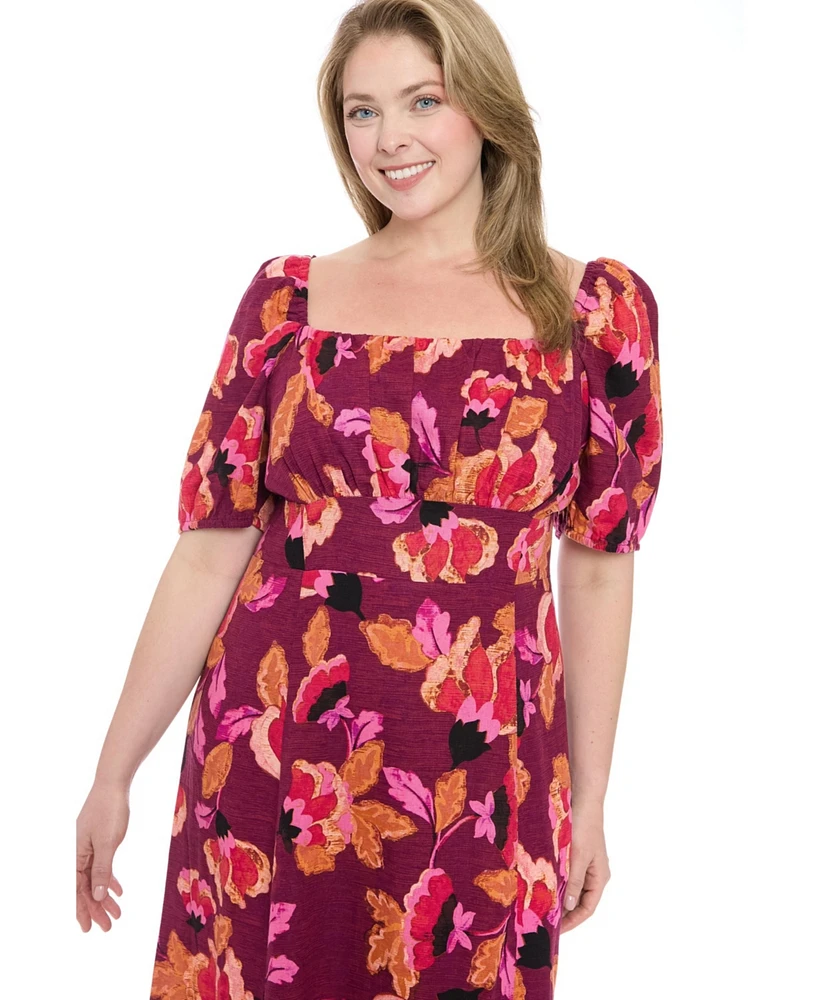 London Times Plus Short-Sleeve A-Line Dress