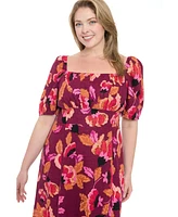London Times Plus Short-Sleeve A-Line Dress