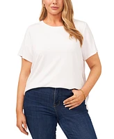 Vince Camuto Plus Crewneck Polished Short-Sleeve Knit Top