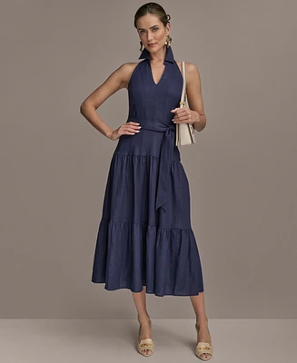 Donna Karan New York Women's Sleeveless Halter A-Line Dress