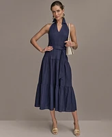 Donna Karan New York Women's Sleeveless Halter A-Line Dress