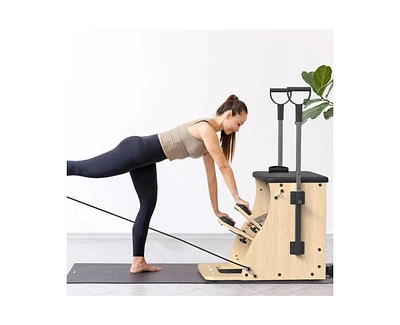 Er Kang Pilates Combo Chair – Oak Frame, Resistance Bands & Split Pedals for Home/Studio
