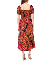 Msk Petites Printed Square-Neck Midi Dress