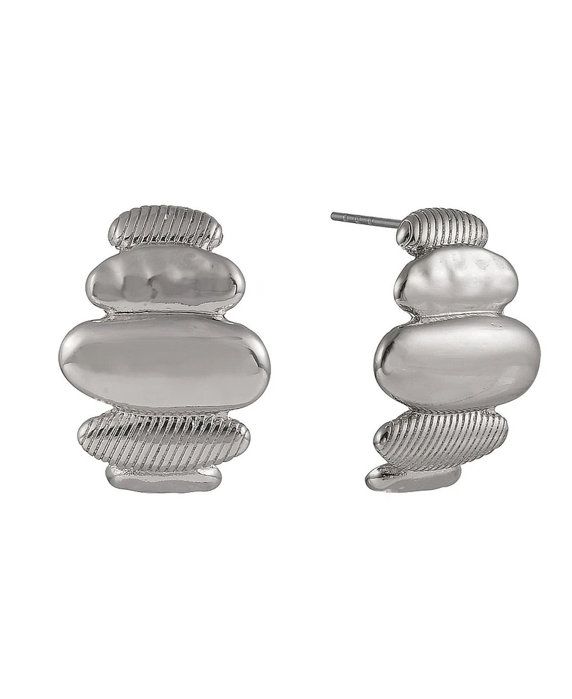 Laundry by Shelli Segal Silver Tone Polished and Textured Drop Earrings