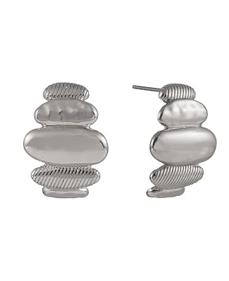 Laundry by Shelli Segal Silver Tone Polished and Textured Drop Earrings