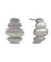 Laundry by Shelli Segal Silver Tone Polished and Textured Drop Earrings