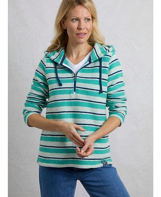 Weird Fish Women's Ally 1/4 Zip Stripe Hoodie