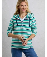 Weird Fish Women's Ally 1/4 Zip Stripe Hoodie