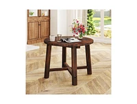 Patio End Table with Solid Wood Structure for Garden Deck Poolside and Indoors