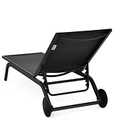 Gymax Patio Chaise Lounge Sling Armless back Adjustable Outdoor