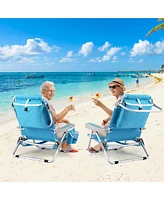 Foldable Backpack Beach Chair with Cup Holder and Storage Pockets for Outdoor