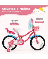 Girls Bike for 4-7 Years Old Kids Bike with Doll Seat and Training Wheels