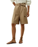 Lilysilk Women's Chic Silk-Linen Blend Bermuda Shorts