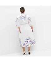 City Chic Plus Annabelle Button Down Floral Midi Dress
