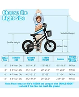 Kids Bike with Basket and Training Wheels for Children Aged 3-5 Years Old