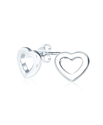 Bling Jewelry Romantic Heart Shaped Stud Earrings: Lightweight Sterling Silver Jewelry Gift