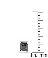 Steeltime Women's Rainbow Simulated Diamonds Princess Cut Stud Earrings