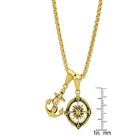 Steeltime Men's Anchor and Compass Pendant Necklace