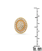 Steeltime Women's Brass Simulated Diamonds Round Stud Earrings