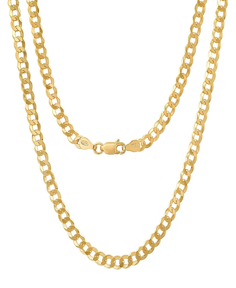Steeltime Unisex 14K Gold Plated Diamond Cut Curb Link Chain Necklace
