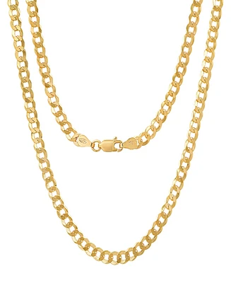 Steeltime Unisex 14K Gold Plated Diamond Cut Curb Link Chain Necklace