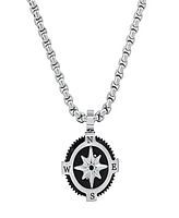 Steeltime Men's Stainless Steel Compass Pendant Necklace