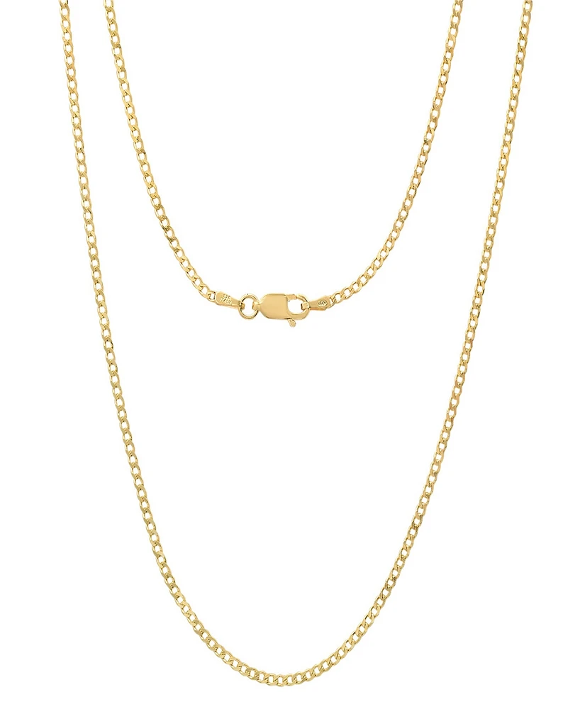 Steeltime Unisex 14K Gold Plated Cuban Superflat Chain Necklace