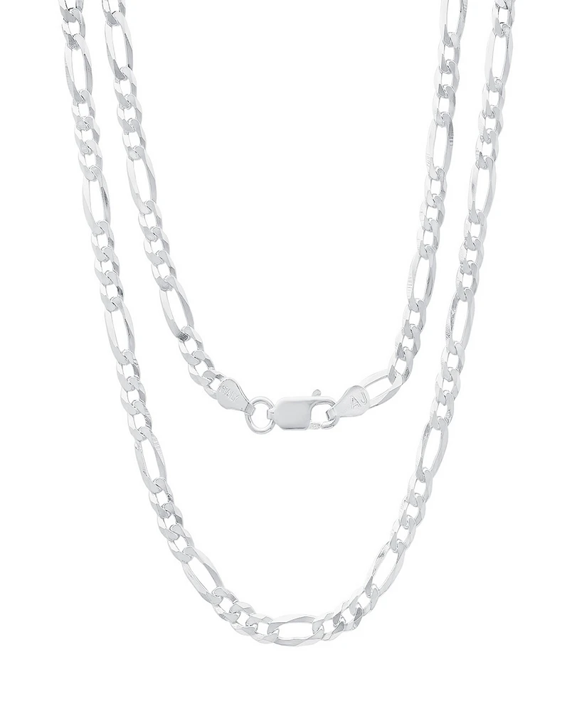 Steeltime Unisex Sterling Silver Figaro Superflat Necklace