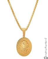 Steeltime Men's Sterling Silver Lion Head Round with Greek Key Accents Pendant Necklace