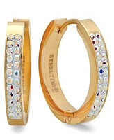 Steeltime Women's 18K Plated 20mm Huggies with Ab Adorned Swarovski Crystals
