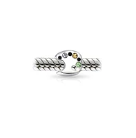 Bling Jewelry Painter Drawing Multi Color Crystal Artist Palette Charm Bead .925 Sterling Silver Fits European Bracelet