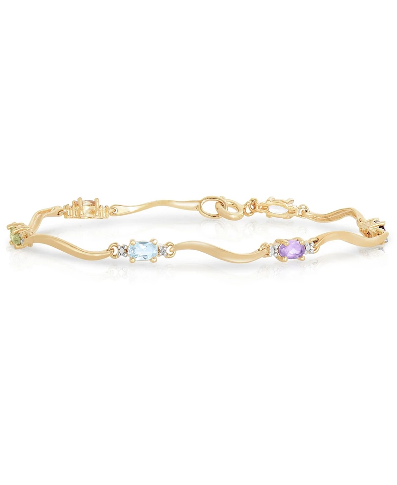 Sterling Silver Gold Plated Multi-Colored Cubic Zirconia Bracelet