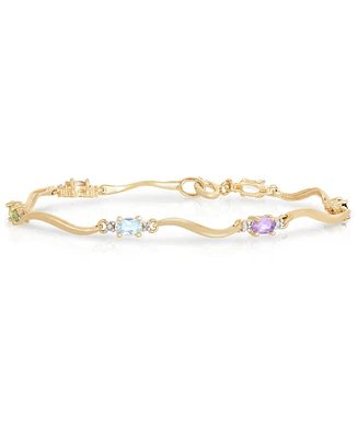 Sterling Silver Gold Plated Multi-Colored Cubic Zirconia Bracelet