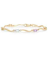 Sterling Silver Gold Plated Multi-Colored Cubic Zirconia Bracelet