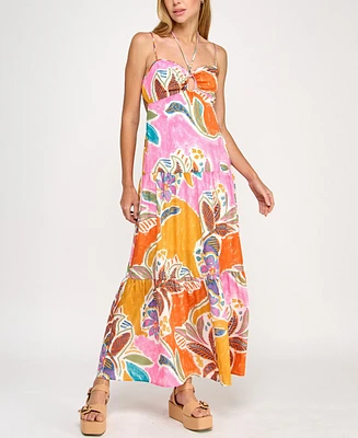 Beauty & Grace/K&K Clothing Llc Juniors' Printed Sweetheart Maxi Dress