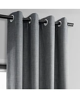 Half Price Drapes Dark Gravel Grommet Textured Faux Linen Room Darkening Curtain