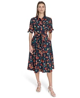Calvin Klein Women's Short-Sleeve Midi Shirtdress