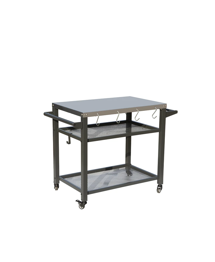 Boyel Living 3-Shelf Outdoor Grill Table, Grill Cart with Wheels, Outdoor Pizza Oven and Food Prep Table, Blackstone Table with Stainless Steel Tablet