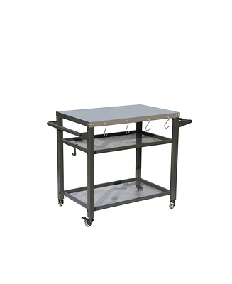 Boyel Living 3-Shelf Outdoor Grill Table, Grill Cart with Wheels, Outdoor Pizza Oven and Food Prep Table, Blackstone Table with Stainless Steel Tablet