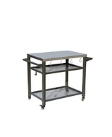 Boyel Living 3-Shelf Outdoor Grill Table, Grill Cart with Wheels, Outdoor Pizza Oven and Food Prep Table, Blackstone Table with Stainless Steel Tablet