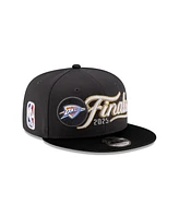 New Era Men's Charcoal/Black Oklahoma City Thunder 2025 Nba Western Conference Champions Locker Room 9FIFTY Snapback Hat