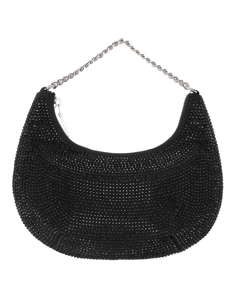 Nina All Over Crystal Crescent Moon Crossbody Bag