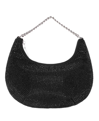 Nina All Over Crystal Crescent Moon Crossbody Bag