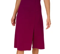 Adrianna Papell Women's Elbow-Sleeve A-Line Dress